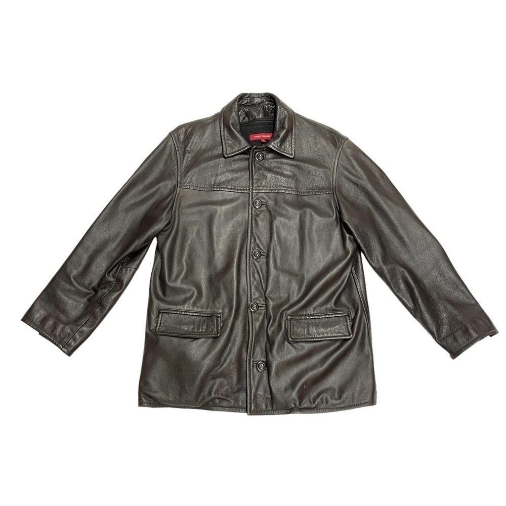 West Coast oversized leather jacket dark brown size M utility
